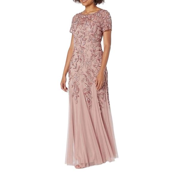 Adrianna Papell New Gown Beaded Sequin Godet Pleats Blush Pink Women’s Size 20 - Picture 15 of 15